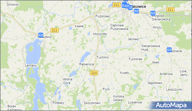 mapa Tuchlino, Tuchlino na mapie Targeo