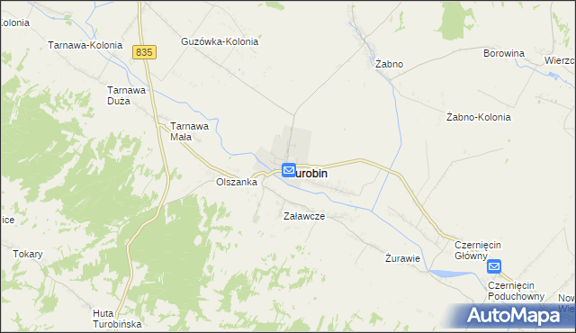 mapa Turobin, Turobin na mapie Targeo
