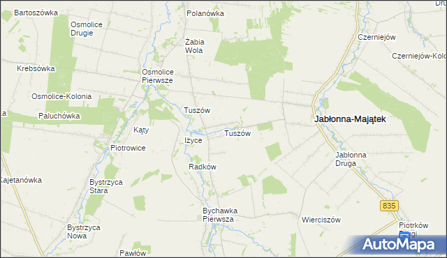 mapa Tuszów, Tuszów na mapie Targeo