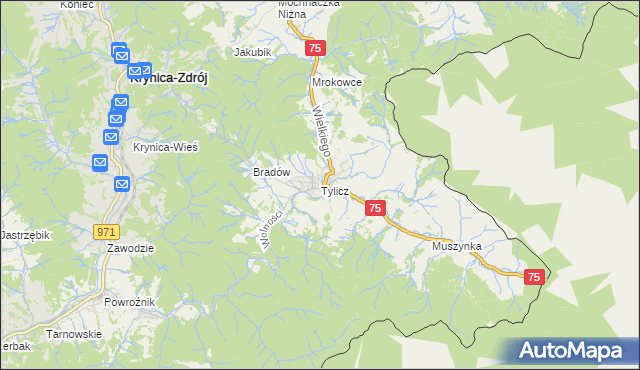 mapa Tylicz, Tylicz na mapie Targeo