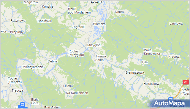 mapa Tyrawa Solna, Tyrawa Solna na mapie Targeo