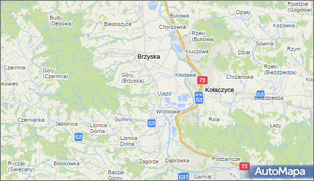 mapa Ujazd gmina Brzyska, Ujazd gmina Brzyska na mapie Targeo