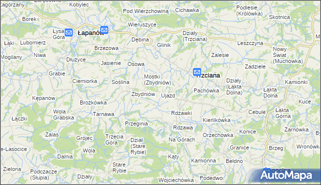 mapa Ujazd gmina Trzciana, Ujazd gmina Trzciana na mapie Targeo