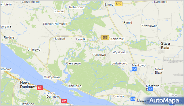 mapa Ulaszewo, Ulaszewo na mapie Targeo