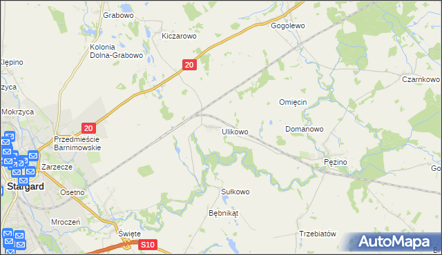 mapa Ulikowo, Ulikowo na mapie Targeo