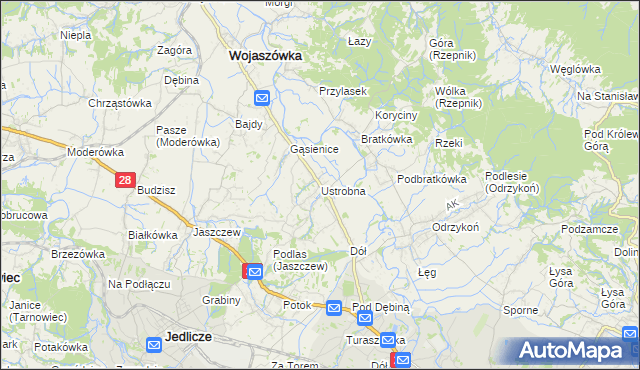 mapa Ustrobna, Ustrobna na mapie Targeo