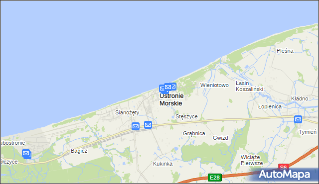 mapa Ustronie Morskie, Ustronie Morskie na mapie Targeo