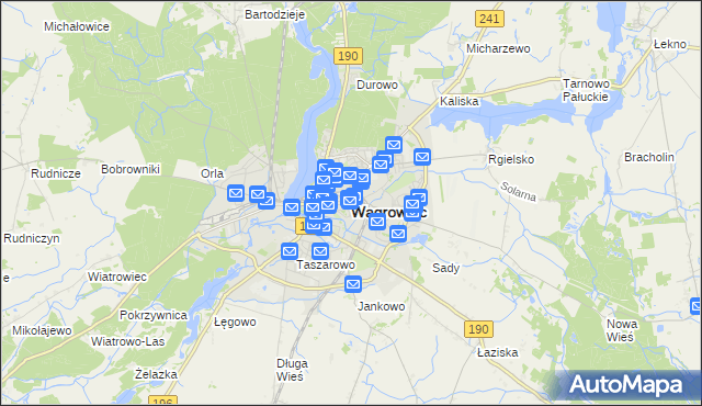 mapa Wągrowiec, Wągrowiec na mapie Targeo