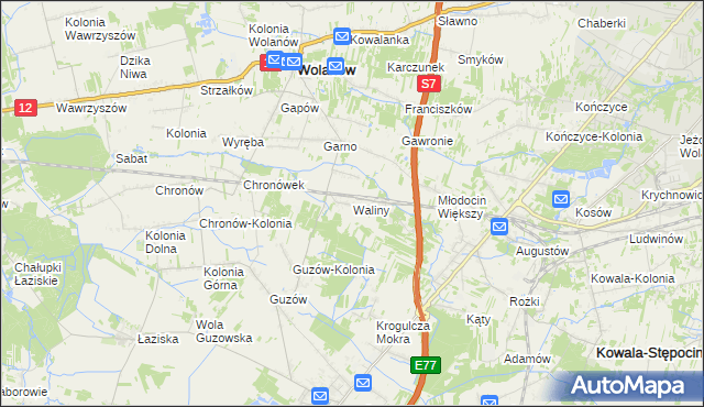 mapa Waliny, Waliny na mapie Targeo