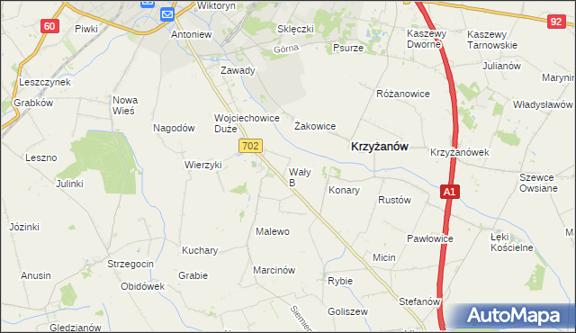 mapa Wały B, Wały B na mapie Targeo