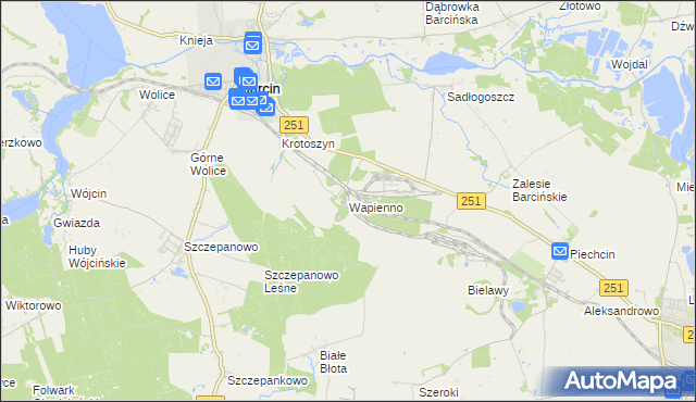 mapa Wapienno, Wapienno na mapie Targeo