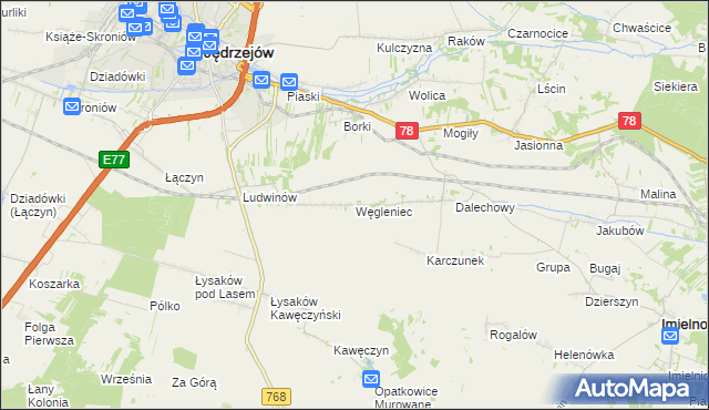 mapa Węgleniec, Węgleniec na mapie Targeo
