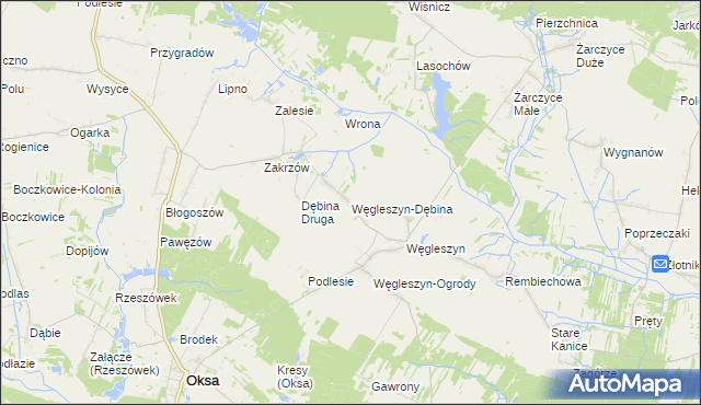 mapa Węgleszyn-Dębina, Węgleszyn-Dębina na mapie Targeo
