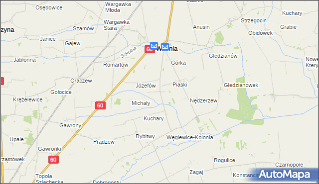 mapa Węglewice gmina Witonia, Węglewice gmina Witonia na mapie Targeo