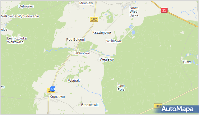 mapa Węglewo gmina Ujście, Węglewo gmina Ujście na mapie Targeo