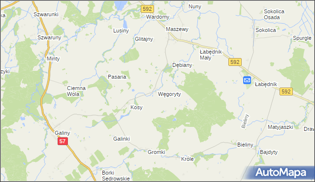 mapa Węgoryty, Węgoryty na mapie Targeo