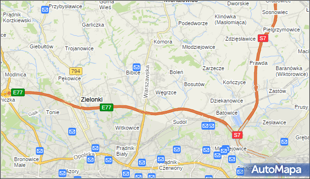 mapa Węgrzce gmina Zielonki, Węgrzce gmina Zielonki na mapie Targeo
