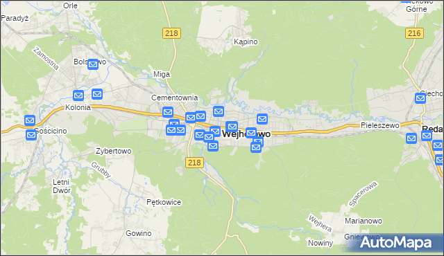 mapa Wejherowo, Wejherowo na mapie Targeo