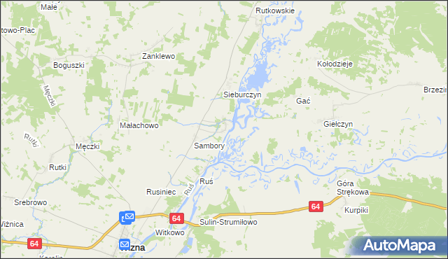 mapa Wierciszewo gmina Wizna, Wierciszewo gmina Wizna na mapie Targeo