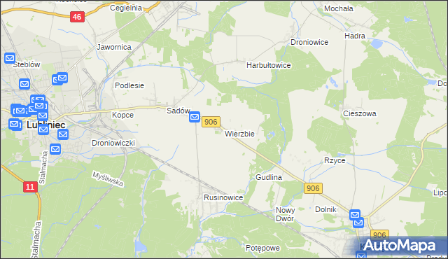mapa Wierzbie gmina Koszęcin, Wierzbie gmina Koszęcin na mapie Targeo