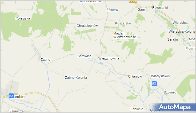 mapa Wierzchowina gmina Żółkiewka, Wierzchowina gmina Żółkiewka na mapie Targeo