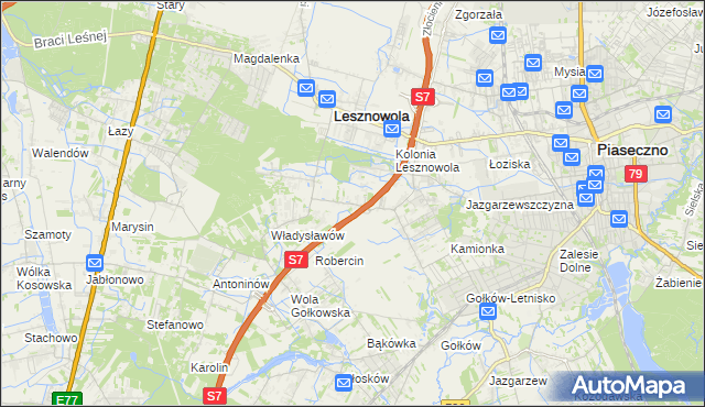 mapa Wilcza Góra gmina Lesznowola, Wilcza Góra gmina Lesznowola na mapie Targeo