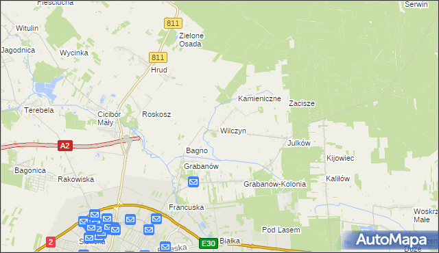 mapa Wilczyn gmina Biała Podlaska, Wilczyn gmina Biała Podlaska na mapie Targeo