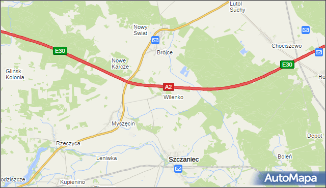 mapa Wilenko, Wilenko na mapie Targeo