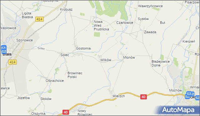 mapa Wilków gmina Biała, Wilków gmina Biała na mapie Targeo