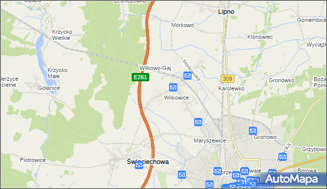 mapa Wilkowice gmina Lipno, Wilkowice gmina Lipno na mapie Targeo