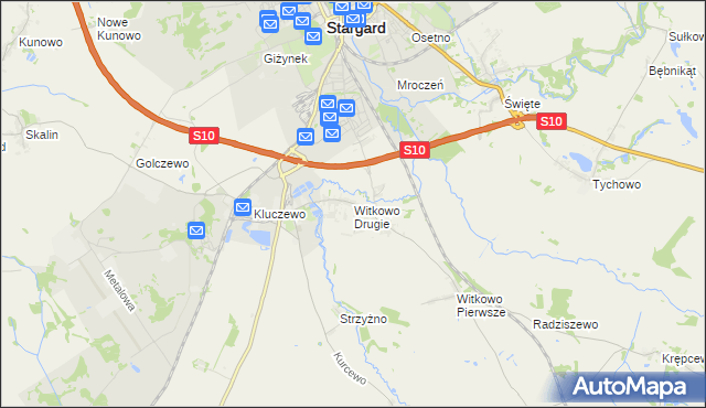 mapa Witkowo Drugie, Witkowo Drugie na mapie Targeo