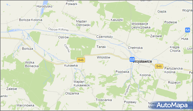 mapa Witoldów gmina Wojsławice, Witoldów gmina Wojsławice na mapie Targeo