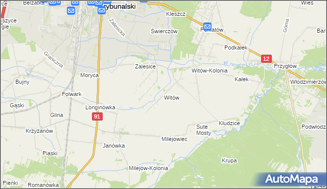 mapa Witów gmina Sulejów, Witów gmina Sulejów na mapie Targeo