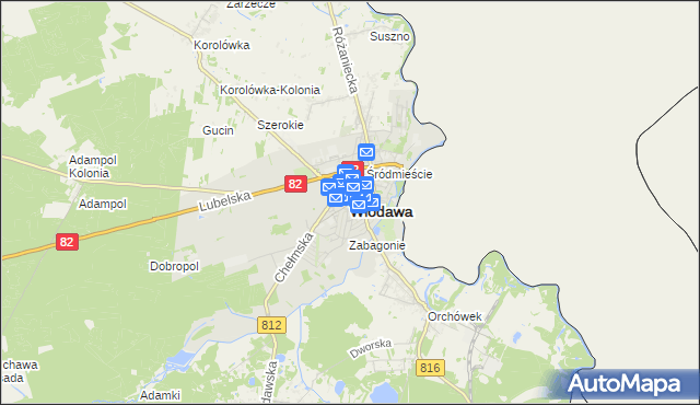 mapa Włodawa, Włodawa na mapie Targeo
