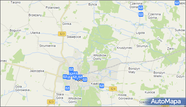 mapa Włodków Dolny, Włodków Dolny na mapie Targeo