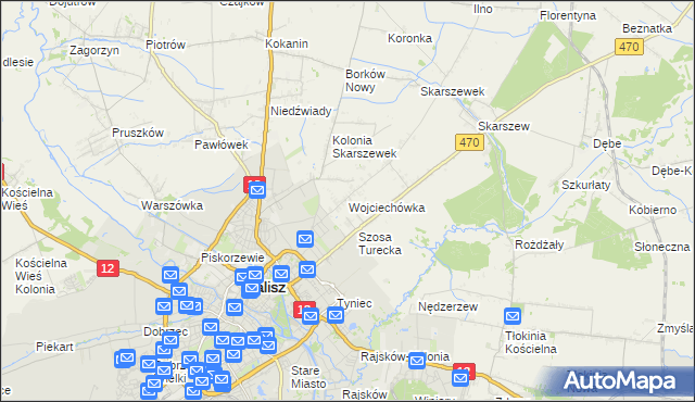 mapa Wojciechówka gmina Żelazków, Wojciechówka gmina Żelazków na mapie Targeo