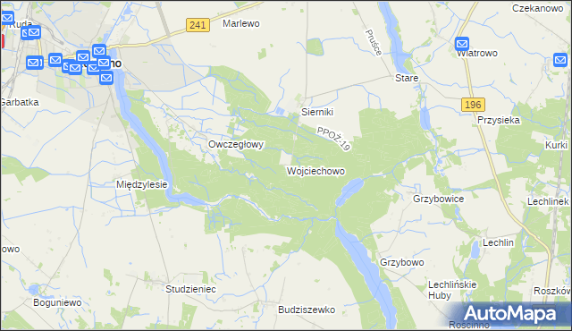 mapa Wojciechowo gmina Rogoźno, Wojciechowo gmina Rogoźno na mapie Targeo