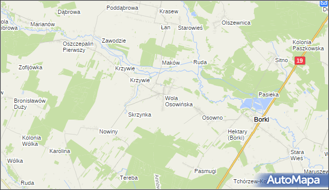 mapa Wola Osowińska, Wola Osowińska na mapie Targeo