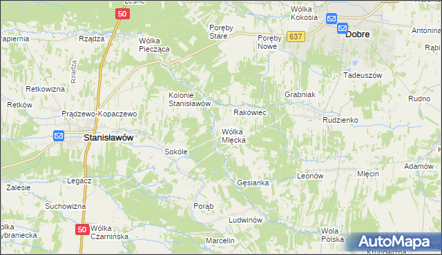 mapa Wólka Mlęcka, Wólka Mlęcka na mapie Targeo