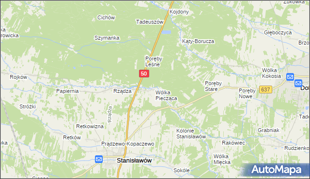 mapa Wólka Piecząca, Wólka Piecząca na mapie Targeo