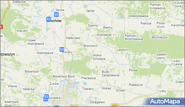 mapa Wólka Smolana gmina Brochów, Wólka Smolana gmina Brochów na mapie Targeo