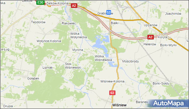 mapa Wólka Wiśniewska, Wólka Wiśniewska na mapie Targeo