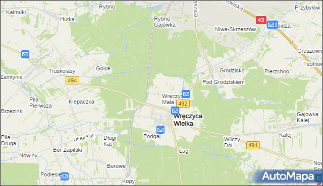 mapa Wręczyca Mała, Wręczyca Mała na mapie Targeo