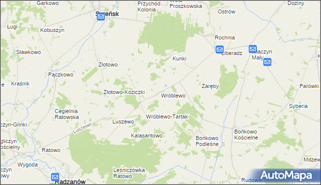 mapa Wróblewo gmina Radzanów, Wróblewo gmina Radzanów na mapie Targeo