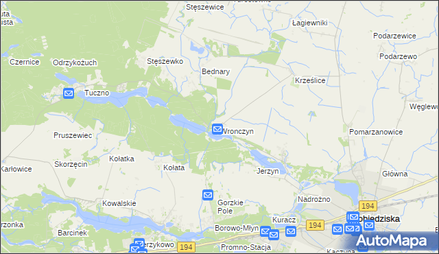 mapa Wronczyn gmina Pobiedziska, Wronczyn gmina Pobiedziska na mapie Targeo