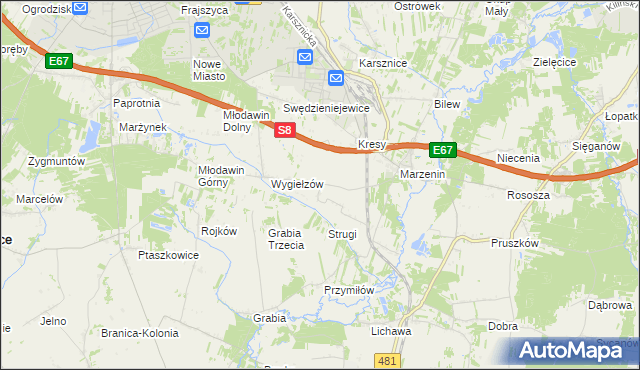 mapa Wrzesiny gmina Sędziejowice, Wrzesiny gmina Sędziejowice na mapie Targeo