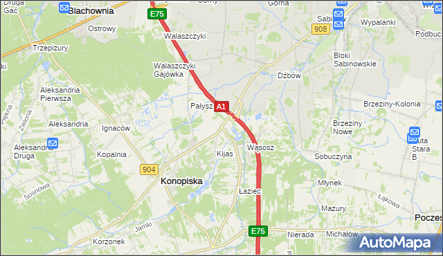 mapa Wygoda gmina Konopiska, Wygoda gmina Konopiska na mapie Targeo