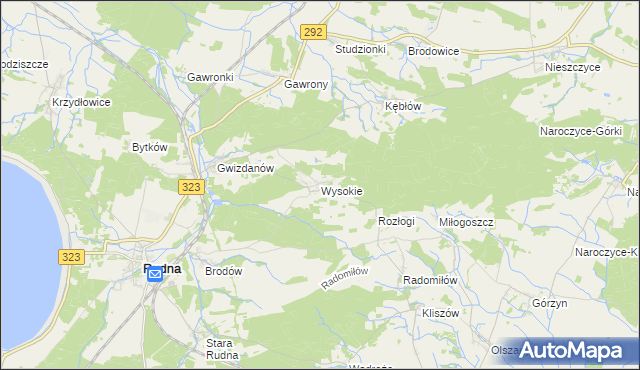 mapa Wysokie gmina Rudna, Wysokie gmina Rudna na mapie Targeo
