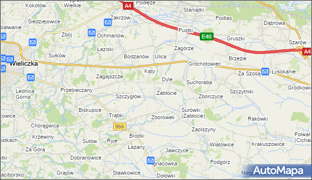 mapa Zabłocie gmina Biskupice, Zabłocie gmina Biskupice na mapie Targeo