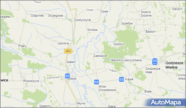 mapa Zadowice, Zadowice na mapie Targeo